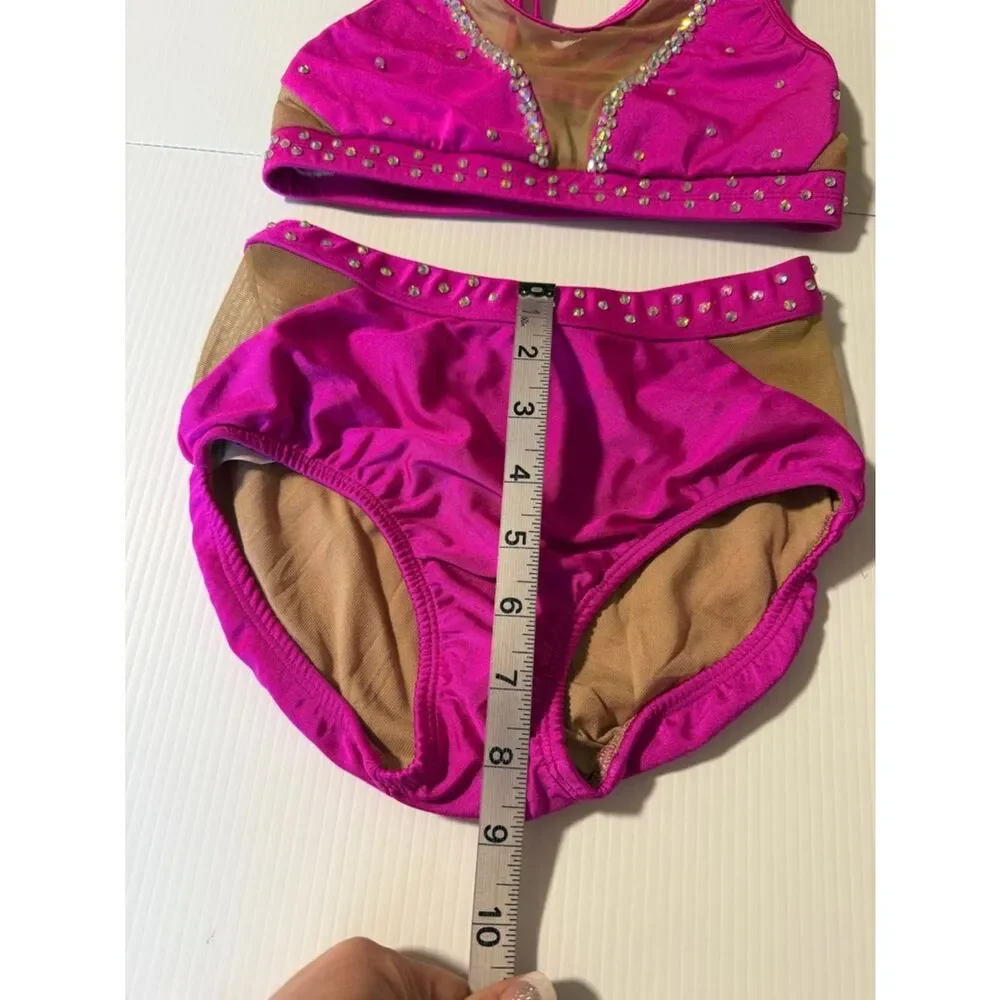 Opra solo custom dance costume leotard 2 piece hot pink illusion MC/LC child